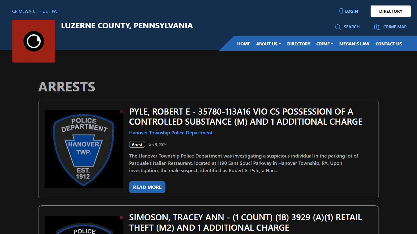 Arrests for Luzerne County, Pennsylvania - CRIMEWATCH