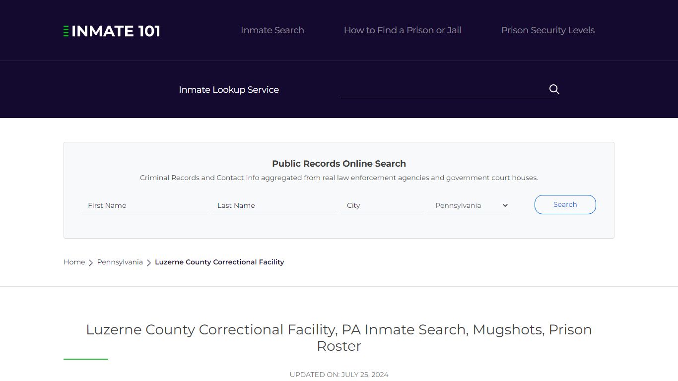 Luzerne County Correctional Facility, PA Inmate Search, Mugshots ...