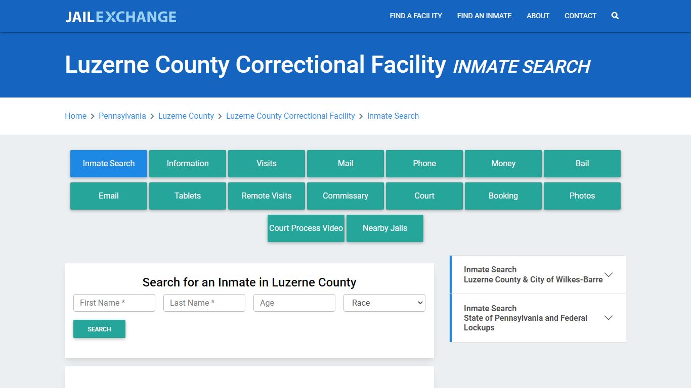 Luzerne County Correctional Facility Inmate Search - Jail Exchange