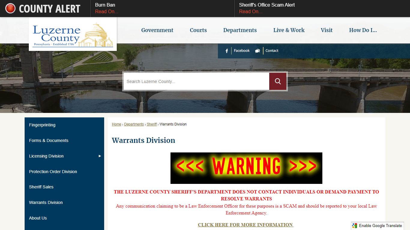 Warrants Division | Luzerne County, PA